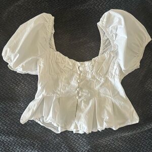 Endless Rose White Puff Sleeve Ruffled Blouse